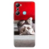 Senada Infinix Hot 20İ İle Uyumlu Kılıf Silikon Desenli Resimli Uv Kapak Saklambaç Kedi
