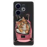 Senada Infinix Hot 40İ İle Uyumlu Kılıf Nano Silikon Desenli Kapak Kedi Tatilde