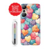 Senada Infinix Hot 8 9 10 11S 12 20 30İ 40 40İ Uyumlu Pro Play İle Uyumlu Kılıf Class Esnek Case Heart Pattern