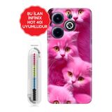 Senada Infinix Hot 8 9 10 11S 12 20 30İ 40 40İ Uyumlu Pro Play İle Uyumlu Kılıf Yumuşak Renkli Pembe Kediler