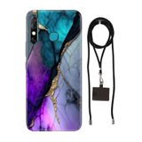 Senada Infinix Hot 8 ile Uyumlu Kılıf Altın Tozu Desenli Silikon İpli Boyun Askı Aparatı