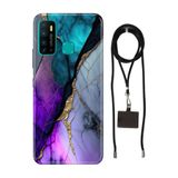 Senada Infinix Hot 9 ile Uyumlu Kılıf Altın Tozu Desenli Silikon İpli Boyun Askı Aparatı