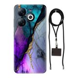 Senada Infinix Smart 8 Pro ile Uyumlu Kılıf Altın Tozu Silikon Ipli Boyun Askı Aparatlı