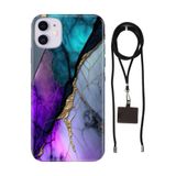 Senada iPhone 11 ile Uyumlu Kılıf Altın Tozu Desenli Silikon İpli Boyun Askı Aparatı
