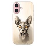 Senada İphone 16 Plus İle Uyumlu Kılıf Silikon Desenli 16 Plus Kapak Sfenks Kedi