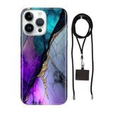 Senada iPhone 16 Pro ile Uyumlu Kılıf Altın Tozu Silikon İpli Boyun Askı Aparatlı