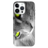 Senada İphone 16 Pro Max İle Uyumlu Kılıf Silikon Baskılı 16 Pro Max Kapak Sarı Göz Kedi