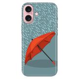 Senada iPhone 17 Camera Productor ile Uyumlu Kılıf Dekoratif Silikon Baskılı Kapak Kırmızı Şemsiye