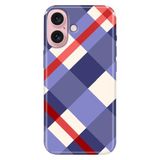 Senada iPhone 17 Camera Productor ile Uyumlu Kılıf Dekoratif Silikon Baskılı Kapak Mavi Ekose