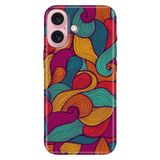 Senada iPhone 17 Camera Productor ile Uyumlu Kılıf Dekoratif Silikon Baskılı Kapak Renkli Dalga
