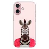 Senada iPhone 17 Camera Productor ile Uyumlu Kılıf Dekoratif Silikon Baskılı Kapak Şirin Zebra