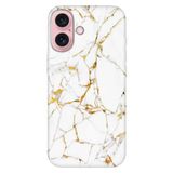 Senada iPhone 17 Camera Productor ile Uyumlu Kılıf Desenli Silikon Baskılı Kapak Sarı Beyaz Mermer