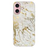 Senada iPhone 17 Camera Productor ile Uyumlu Kılıf Renkli Silikon Baskılı TPU Altın Mermer