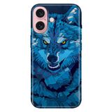 Senada iPhone 17 Camera Productor ile Uyumlu Kılıf Renkli Silikon Baskılı TPU Mavi Çizim Kurt