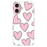 Senada iPhone 17 Camera Productor ile Uyumlu Kılıf Renkli Silikon Baskılı TPU Pembe Çizgili Kalpler