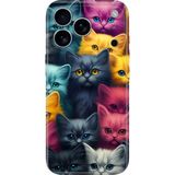 Senada iPhone 17 Pro Kılıf Desenli Baskılı Tpu Rubber Kapak Kedi Ordusu - 001-Renkli
