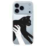 Senada iPhone 17 Pro Max 6.91 inch ile Uyumlu Kılıf Dekoratif Silikon Baskılı Kapak Sanat Kedi