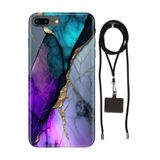 Senada iPhone 7 Plus 8 Plus ile Uyumlu Kılıf Altın Tozu Desenli Silikon İpli Boyun Askı Aparatı
