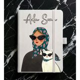 Senada Kişiye Özel Isim Yazılı Tarihsiz 192 Sayfa Mini Termo Defter Baskılı Desenli 9X14 cm Beyaz Kişiselleştirme-20 - 1 Adet - 102-Beyaz