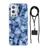 Senada Oneplus 9 Pro ile Uyumlu Kılıf Blue Crystal Desenli Silikon İpli Boyun Askı Aparatı