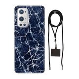 Senada Oneplus 9 Pro ile Uyumlu Kılıf Dark Blue Desenli Silikon İpli Boyun Askı Aparatı