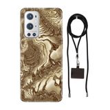 Senada Oneplus 9 Pro ile Uyumlu Kılıf Golden Hill Desenli Silikon İpli Boyun Askı Aparatı