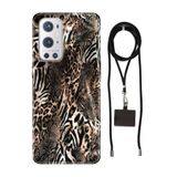 Senada Oneplus 9 Pro ile Uyumlu Kılıf Leopar Sanat Desenli Silikon İpli Boyun Askı Aparatı