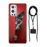 Senada Oneplus 9 Pro ile Uyumlu Kılıf Red Cat Desenli Silikon İpli Boyun Askı Aparatı