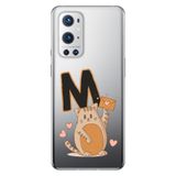 Senada Oneplus 9 Pro ile Uyumlu Kılıf Resimli Desenli Silikon Kedili M Harfi