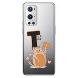 Senada Oneplus 9 Pro ile Uyumlu Kılıf Resimli Desenli Silikon Kedili T Harfi