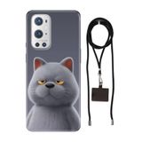 Senada Oneplus 9 Pro ile Uyumlu Kılıf Uykulu Kedi Desenli Silikon İpli Boyun Askı Aparatı