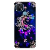 Senada Oppo A15S İle Uyumlu Kılıf Silikon Desenli Tam Koruma Resimli Kapak Ayyıldız Neon Mandala