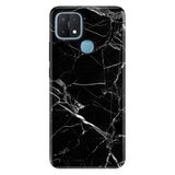 Senada Oppo A15S İle Uyumlu Kılıf Silikon Desenli Tam Koruma Resimli Kapak Mermer Siyah