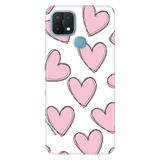Senada Oppo A15S İle Uyumlu Kılıf Silikon Desenli Tam Koruma Resimli Kapak Pembe Çizgili Kalpler