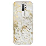 Senada Oppo A5 A9 2020 İle Uyumlu Kılıf Silikon Desenli Tam Koruma Resimli Kapak Altın Mermer