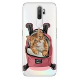 Senada Oppo A5 A9 2020 İle Uyumlu Kılıf Silikon Desenli Tam Koruma Resimli Kapak Kedi Tatilde