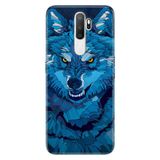 Senada Oppo A5 A9 2020 İle Uyumlu Kılıf Silikon Desenli Tam Koruma Resimli Kapak Mavi Çizim Kurt