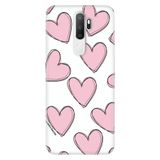 Senada Oppo A5 A9 2020 İle Uyumlu Kılıf Silikon Desenli Tam Koruma Resimli Kapak Pembe Çizgili Kalpler