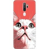 Senada Oppo A5 - A9 2020 Kılıf Desenli Baskılı Tpu Rubber Kapak Beyaz Kedi - 001-Renkli