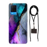 Senada Oppo A54 4G ile Uyumlu Kılıf Altın Tozu Desenli Silikon İpli Boyun Askı Aparatı