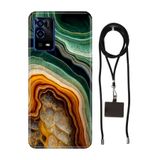 Senada Oppo A55 4G ile Uyumlu Kılıf Holly Ametist Desenli Silikon İpli Boyun Askı Aparatı