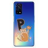 Senada Oppo A55 4G ile Uyumlu Kılıf Resimli Desenli Silikon Kedili P Harfi