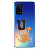 Senada Oppo A55 4G ile Uyumlu Kılıf Resimli Desenli Silikon Kedili Ü Harfi