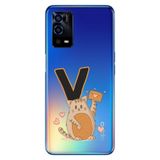Senada Oppo A55 4G ile Uyumlu Kılıf Resimli Desenli Silikon Kedili V Harfi