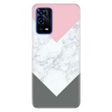 Senada Oppo A55 4G İle Uyumlu Kılıf Silikon Desenli Tam Koruma Resimli Kapak Beyaz Gri Mermer