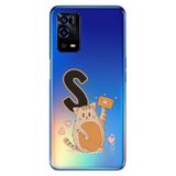 Senada Oppo A55 4G ile Uyumlu Kılıf Temalı UV Motifli Silikon Kedili S Harfi