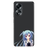Senada Oppo A58 Silikon İle Uyumlu Kılıf Dekoratif Silikon Baskılı Kapak Mavi Anime Kız