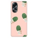 Senada Oppo A58 Uyumlu Silikon İle Uyumlu Kılıf Dekoratif Silikon Baskılı Kapak Cactus
