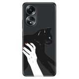 Senada Oppo A58 Uyumlu Silikon İle Uyumlu Kılıf Dekoratif Silikon Baskılı Kapak Sanat Kedi