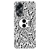 Senada Oppo A58 Uyumlu Silikon İle Uyumlu Kılıf Kapak Dekoratif Silikon Baskılı Kapak Skull White